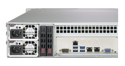 Supermicro SuperStorage 2029P-E1CR24H rear ports detail SuperServer 2029P-E1CR24H rear