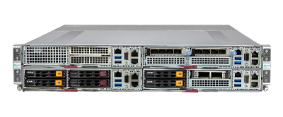 GrandTwin SuperServer 211GT-HNC8F drives Supermicro GrandTwin SuperServer 211GT-HNC8F front
