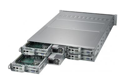 TwinPro SuperServer 6029TP-HC0R inserted nodes Supermicro TwinPro SuperServer 6029TP-HC0R nodes in chassis