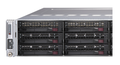 Supermicro Twin SuperServer 6029TR-DTR front drive bays Twin SuperServer 6029TR-DTR front detail