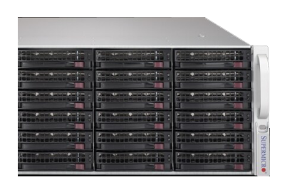 SuperStorage 6049P-E1CR24L front Supermicro SuperStorage 6049P-E1CR24L front of system