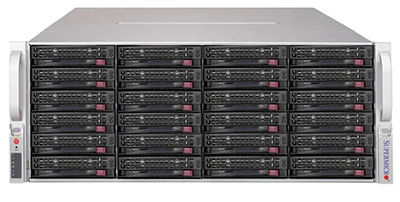 Supermicro 640P-E1CR36H front of system Supermicro Storage SuperServer 640P-E1CR36H front detail