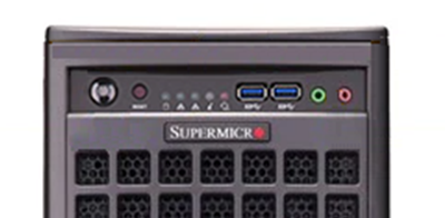 Supermicro GPU SuperServer 740GP-TNRT front detail view