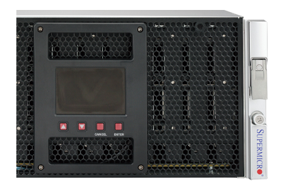 Supermicro 946LE1C-R1K66JBOD front of system LCD Supermicro 946LE1C-R1K66JBOD front LCD