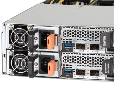Dell C6320 rack server detail back of system with redundant power supplies