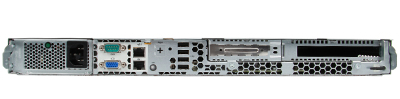 hpe DL120 Gen7 rear view of 4-bay LFF drive chassis