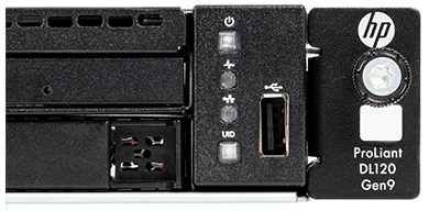 hpe DL120 g9 server front detail of system
