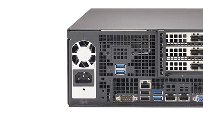 Supermicro E403-9P-FN2T front detail view Supermicro SuperServer E403-9P-FN2T top view