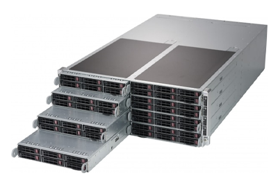 FatTwin SuperServer F619P2-RC1 inserted nodes Supermicro FatTwin SuperServer F619P2-RC1 nodes in chassis