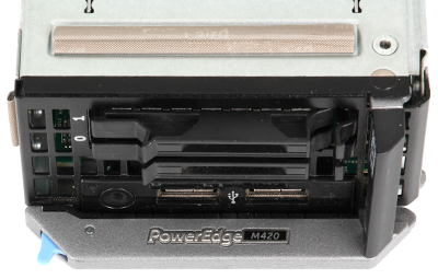 Dell M420 blade server 2-bay chassis front close up