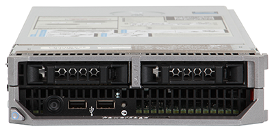 Dell M520 server front of system with two drive bays