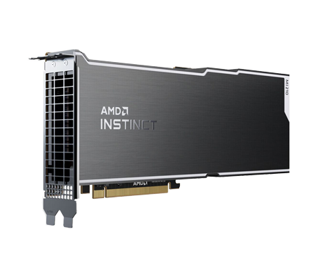 AMD Instinct MI100 GPU side view.