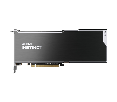 AMD Instinct MI210 GPU side view.