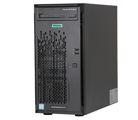 HPE ML350 Gen10 front perspective with bezel