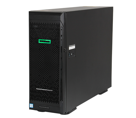 HPE ML350 Gen10 front perspective with bezel