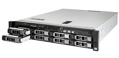 poweredge R520 server front with 8 x 3.5-inch drive bays