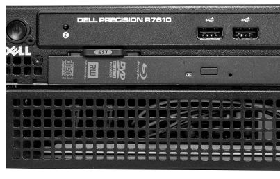 Dell Precision R7610 workstation detail, front of system Dell R7610 rack workstation front detail
