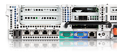 PowerEdge R830 server back of system, PCIe slots 1 and 2 Dell R830 Rack Server back detail image