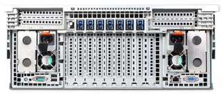 back of Dell EMC PowerEdge R930 server with two PSUs