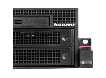 Lenovo ThinkServer RD440 front of system detail Lenovo ThinkServer RD440 front detail