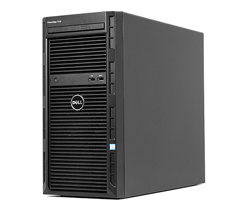 Dell PowerEdge T130 tower server front perspective with bezel