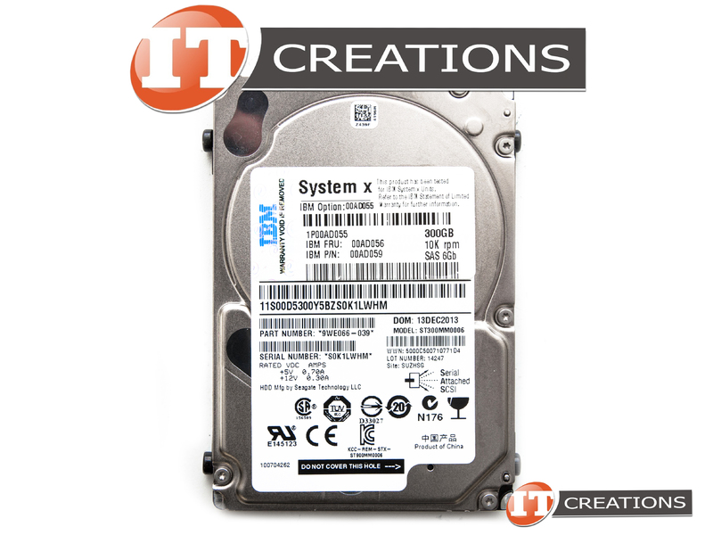 00AD055 Refurbished IBM / SEAGATE 300GB 10K RPM SAS 2.5 INCH SMALL