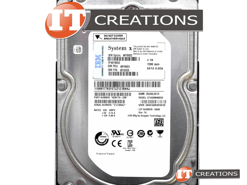 49Y6002 Used IBM / WESTERN DIGITAL 4TB 7.2K RPM SATA III 3.5 INCH
