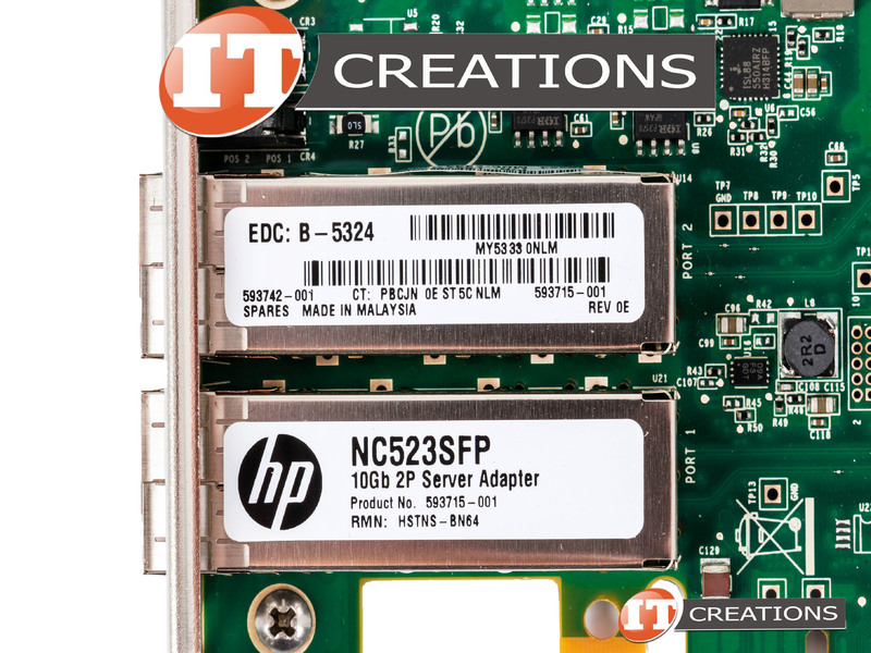 593715-001-HIGH P HP NC523SFP 10GBE DUAL PORT SFP+ PCI-E 2.0 X8 SERVER ...