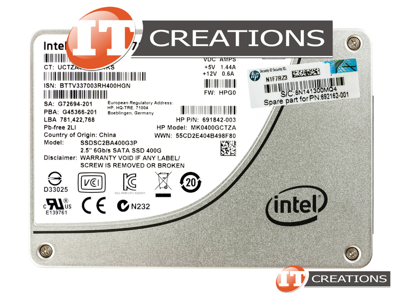 Disque Dur SSD Intel S3700 200Go - Pour Serveurs HP ProLiant G8/G9/G10 - Hot Plug - Reconditionné