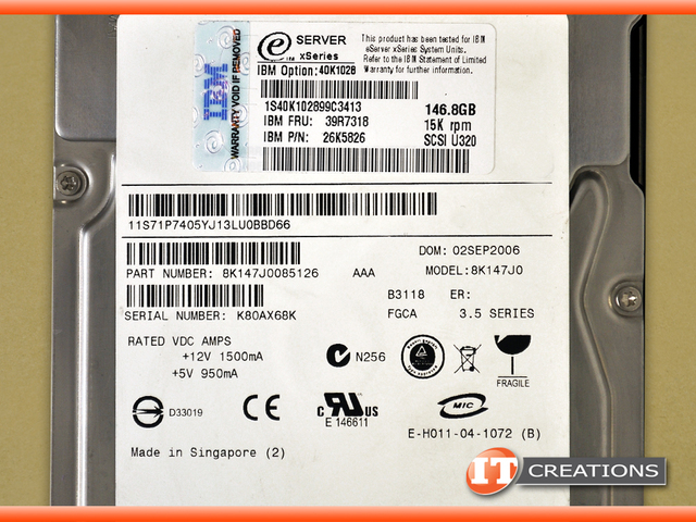 Disque Dur Dell 146GB 15K SCSI - Modèle FC958, Reconditionné, Garanti 1 An