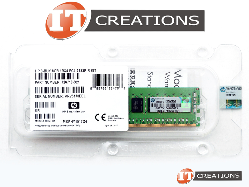 726718 S21 RETAIL Retail HP 8GB PC4 17000P R DDR4 2133P R REGISTERED ECC 1RX4 CL15 288 PIN 1 