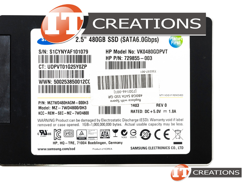 729855-003 - Used - HP 480GB MLC SATA III 2.5 Inch Small