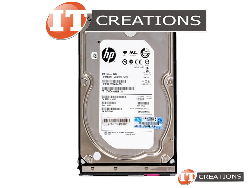 797265-B21 - Used - HP / SEAGATE 4TB 7.2K RPM SATA III 3.5 INCH LARGE ...