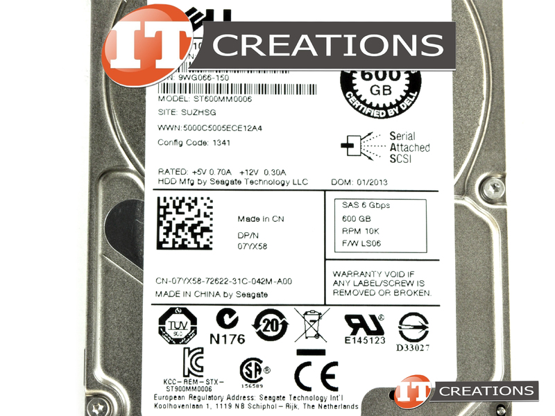 Disque Dur Serveur SAS Dell 600Go 2.5" 10K RPM - Réf. 7YX58 - Occasion