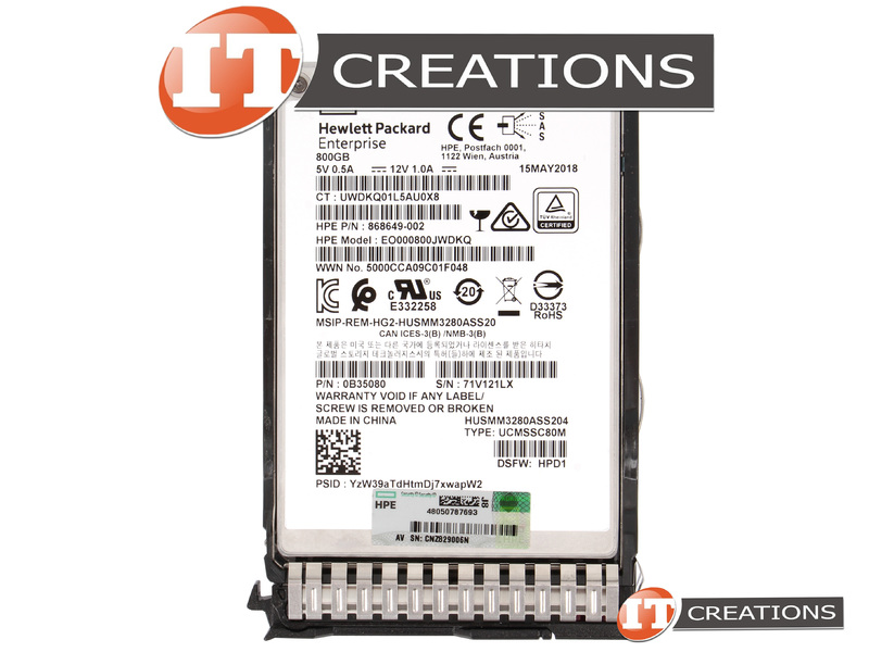 873355-B21 - Refurbished - HP / HPE 800GB MLC SAS III 2.5 Inch Small ...