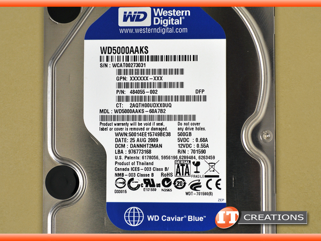 976773168-HP HP 500GB 7.2K RPM SATA 3.5 INCH HARD DRIVE 3GB/S  