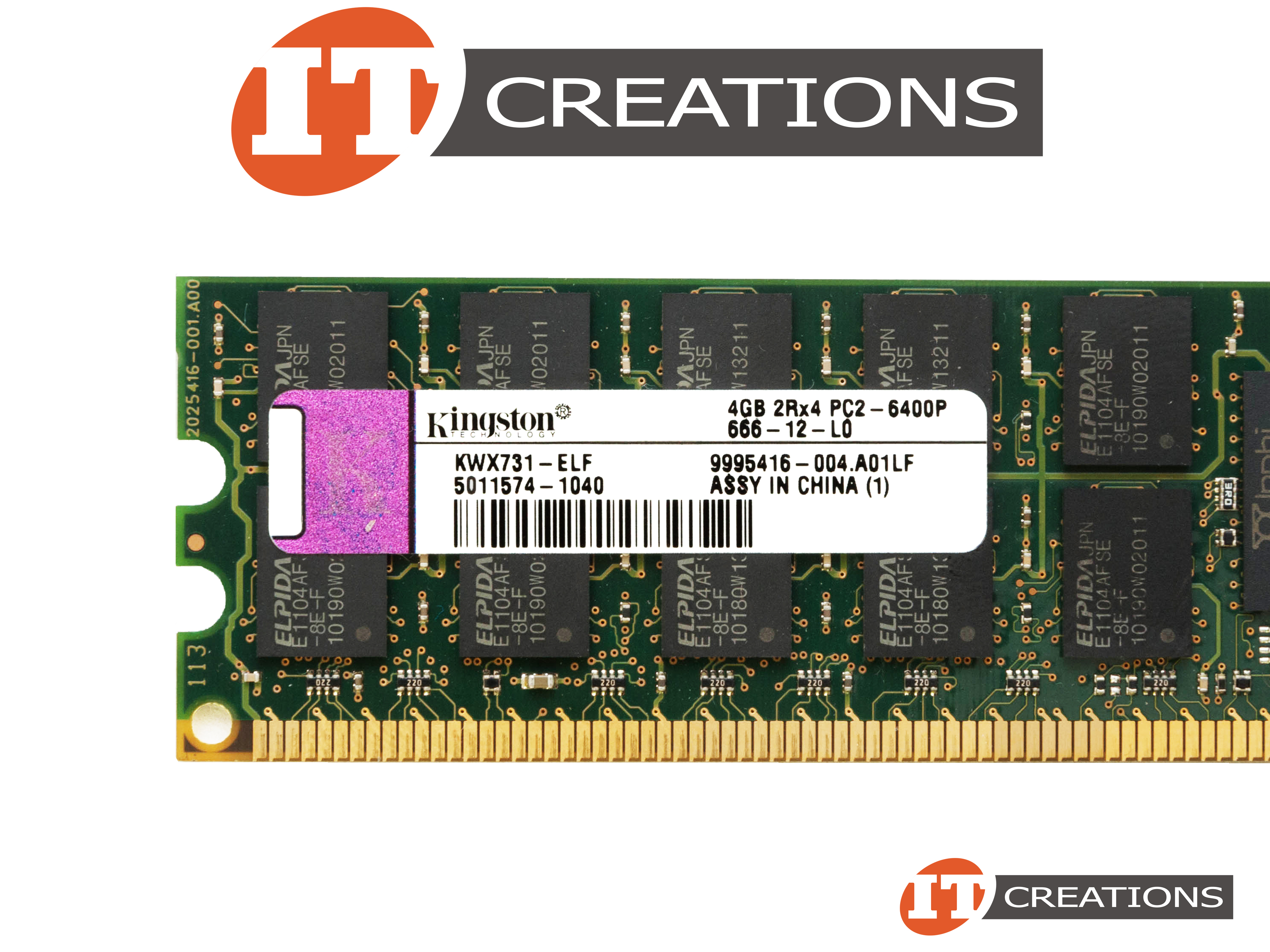 9995416 004 A01LF KINGSTON 4GB PC2 6400P DDR2 800 PARITY ECC 2RX4 CL6 