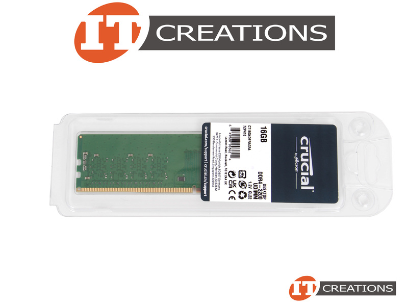 CT16G4DFRA32A-NEW - New - CRUCIAL BY MICRON 16GB PC4-25600 DDR4-3200  UNBUFFERED NON ECC CL22 288 PIN 1.20V MEMORY MODULE ( PC4-3200 ) ( UPC  649528903624 )