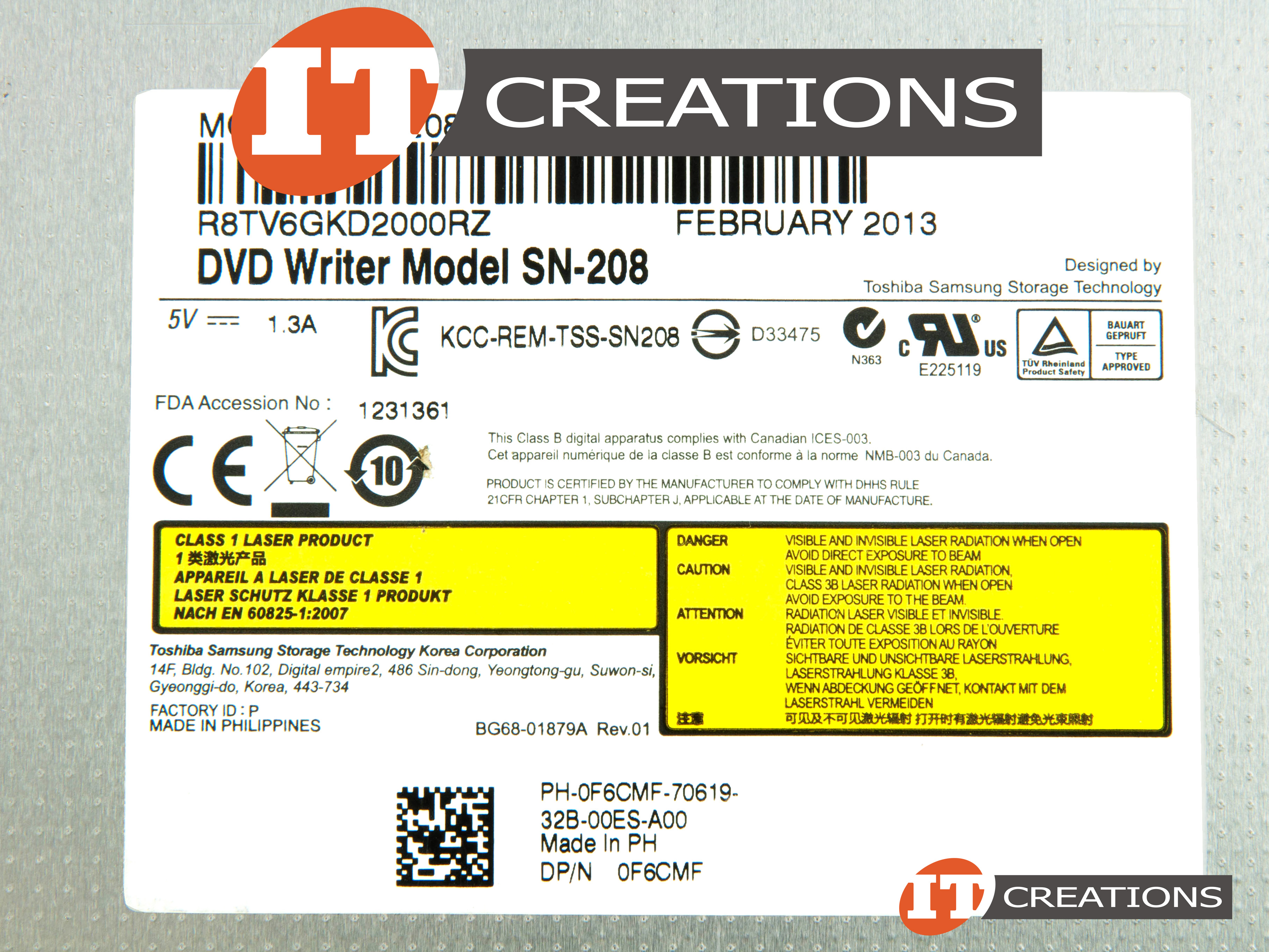 F6CMF DELL OPTICAL DRIVE DVD MULTI RECORDER RW DVD REWRITABLE CD