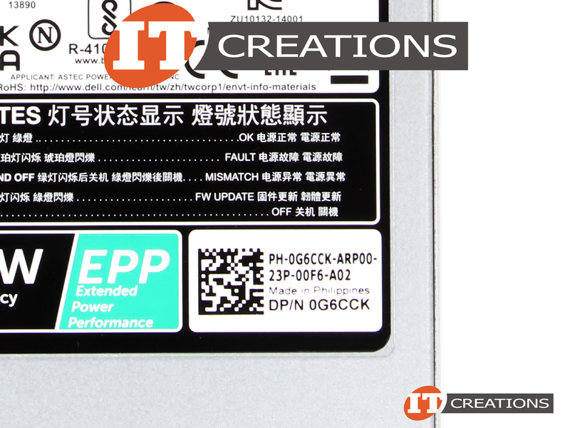 G6CCK DELL POWER SUPPLY 750W INPUT 100240V 5060HZ 10.05.0A 80 PLUS