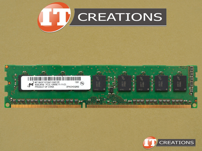 MICRON 8GB PC3L-12800E DDR3-1600 UNBUFFERED ECC 2RX8 CL11 240 PIN 1.35V LOW  VOLTAGE MEMORY MODULE (MT18KSF1G72AZ-1G6E1ZE)