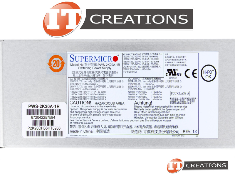 PWS2K20A1R SUPERMICRO POWER SUPPLY 2200W 220240V HOT PLUG FOR