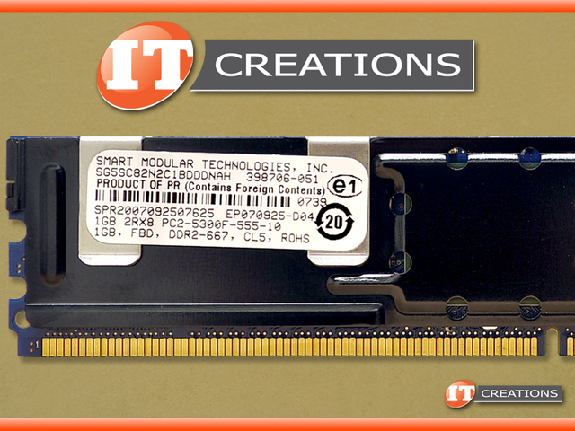 Mémoire RAM DELL 1 Go PC2-5300F DDR2 ECC FB-DIMM - Modèle SNP9F030CK2-2G - Reconditionnée Et Testée
