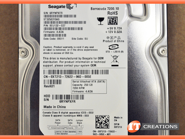 ST3250310AS SEAGATE 250GB 7.2K RPM SATA 3.5 INCH HARD DRIVE
