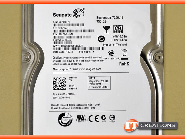 ST3750528AS-DELL - Refurbished - DELL / SEAGATE 750GB 7.2K RPM SATA 3.5 ...