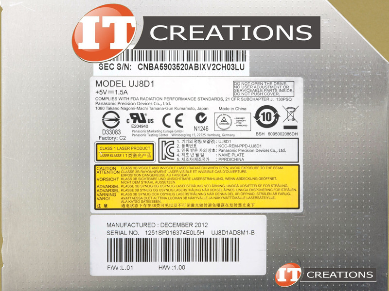 UJ8D1ADSM1B PANASONIC OPTICAL DRIVE DVD R/RW COMPACT DISC CD
