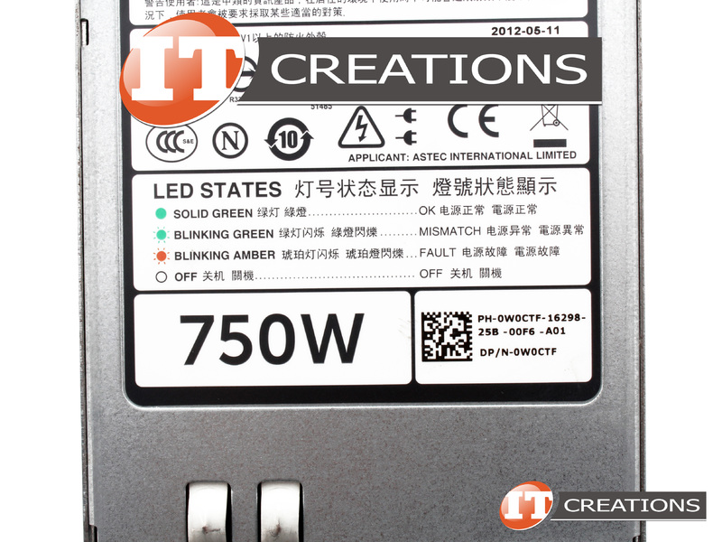 Alimentation DELL 750W 80+ Platinum 6W2PW – Pour Serveurs R520, R620, R720, T320, T420 (Reconditionnée)