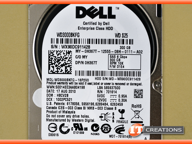 thumbnail interactive-video image 1 of Dell Enterprise 300GB 10K SAS 2.5" Hard Drive – MTV7G, No Tray (Used) 1 of 2