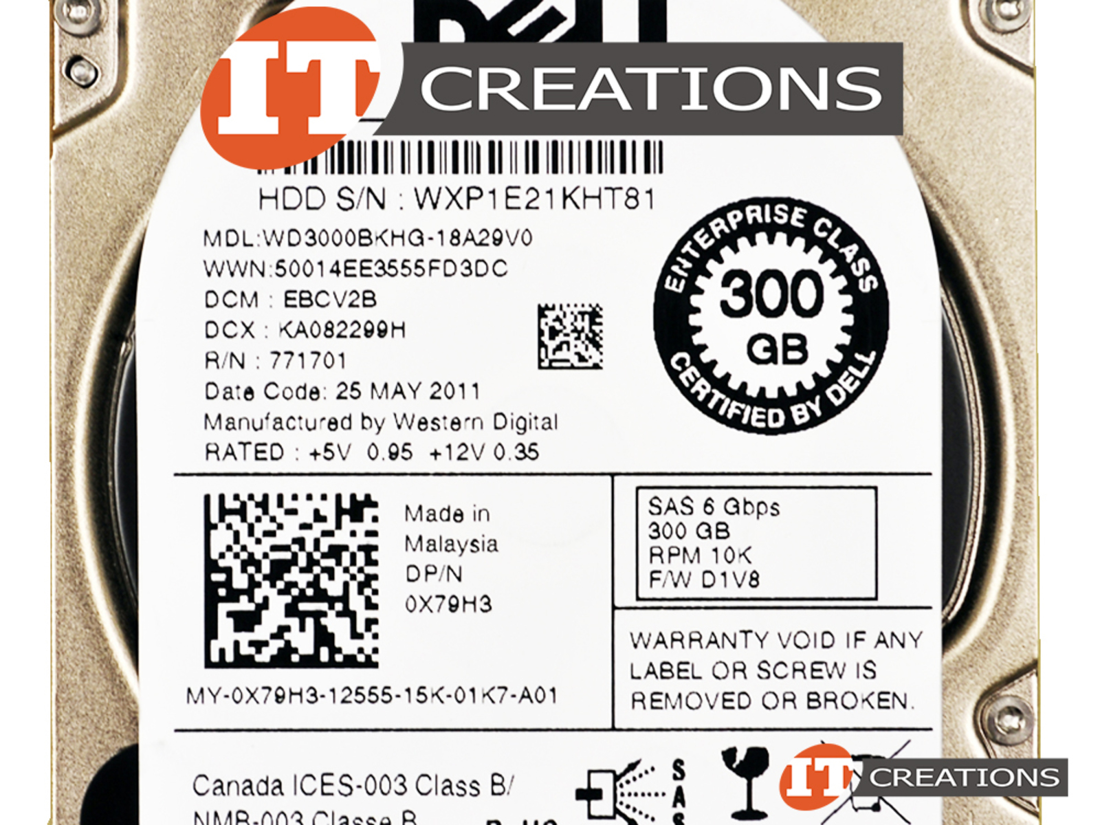 WD3000BKHG-18A29V0-DELL - Damaged - DELL / WESTERN DIGITAL 300GB 10K