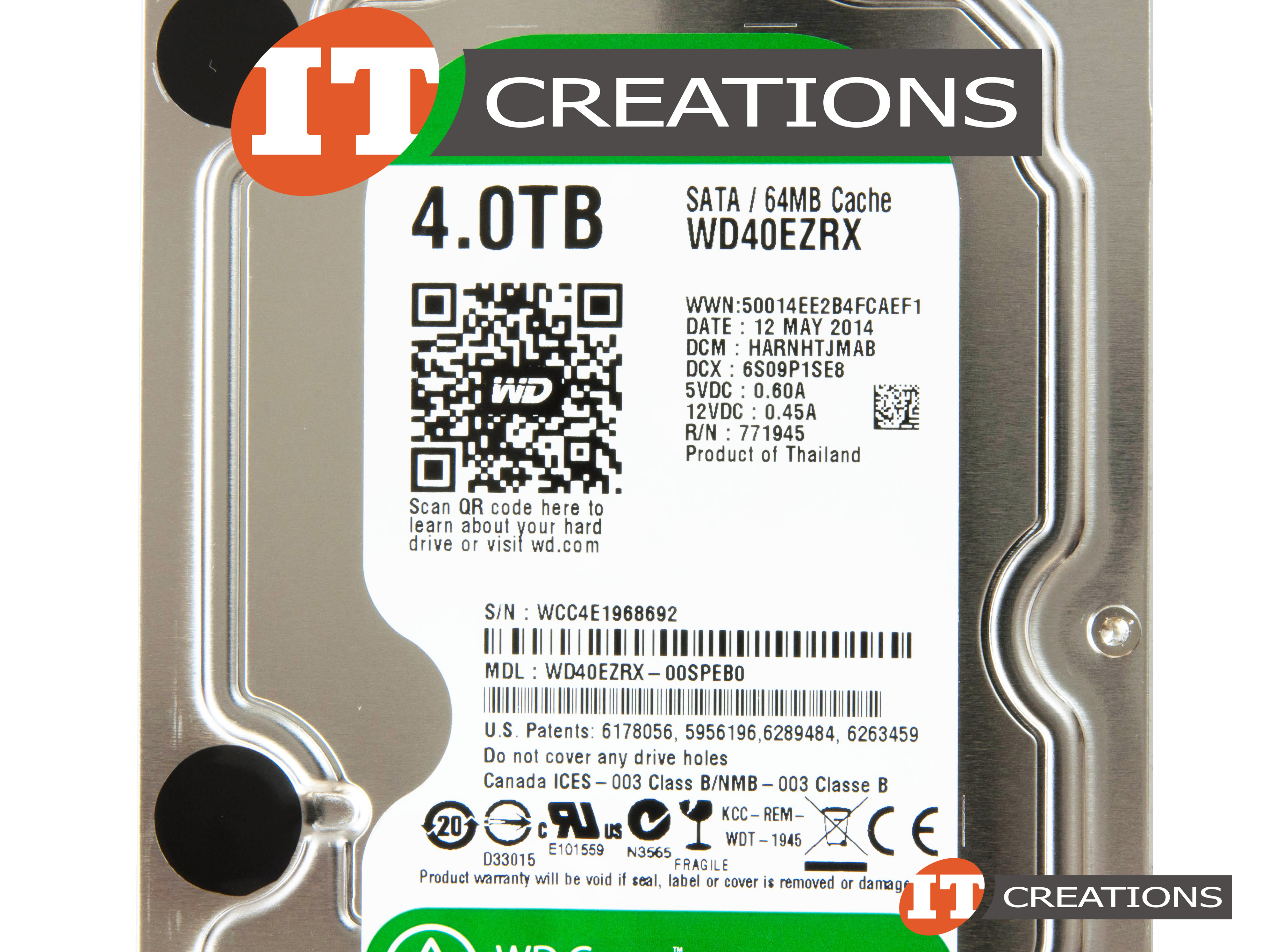 WD40EZRX - Used - WESTERN DIGITAL 4TB SATA III 3.5 INCH LARGE FORM ...